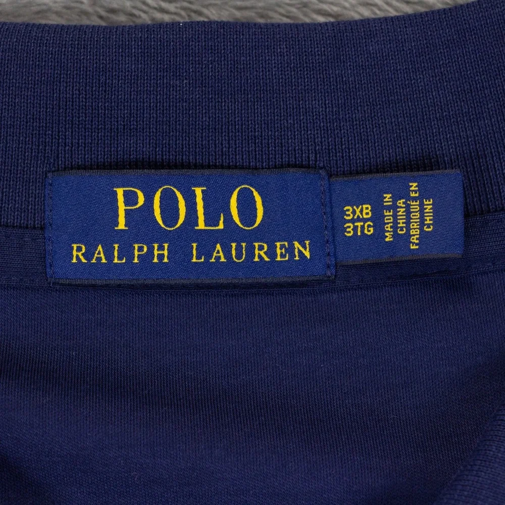 Polo Ralph Lauren Shirt Mens 3XB Navy Blue Cotton Embroidered Flesh Pony Logo